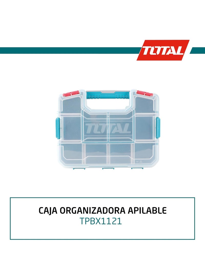 توتال صندوق أدوات بلاستيكي منظم مقاس 12 بوصة بمقبض حمل - علبة تخزين محمولة شديدة التحمل للمسامير والبراغي والأدوات المعدنية والحرف اليدوية والقطع الصغيرة - منظم أدوات متين متعدد الأقسام - Image 3